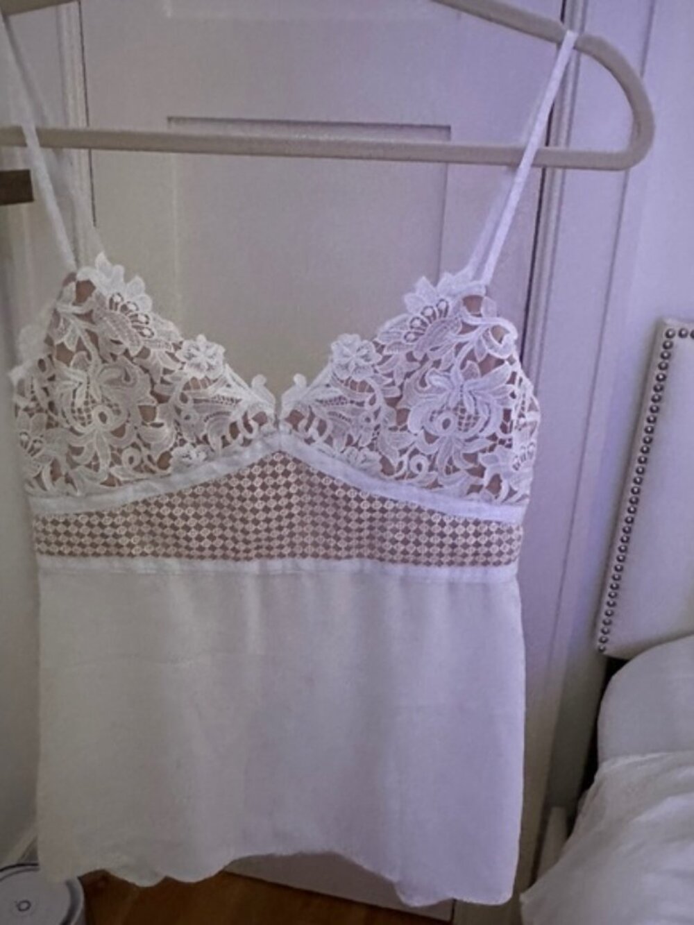 Theory Mixed Lace Top in White / Cream